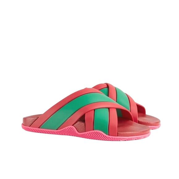NIB Gucci Agrado Rubber Sandals EU 36 US 6 Web Slide Slip On Coral Crisscross - Picture 1 of 9